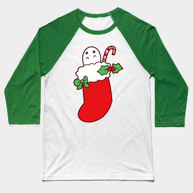 Cute Christmas Stocking Ghost Baseball T-Shirt by saradaboru